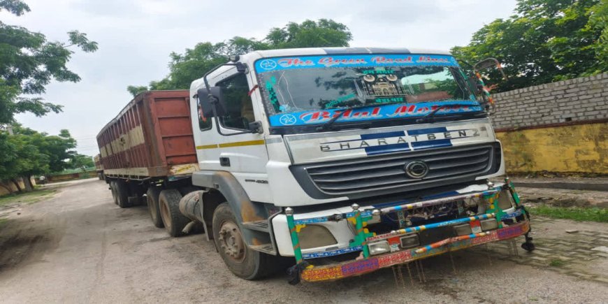 Police and administration today launched a campaign against five trucks caught in illegal mining